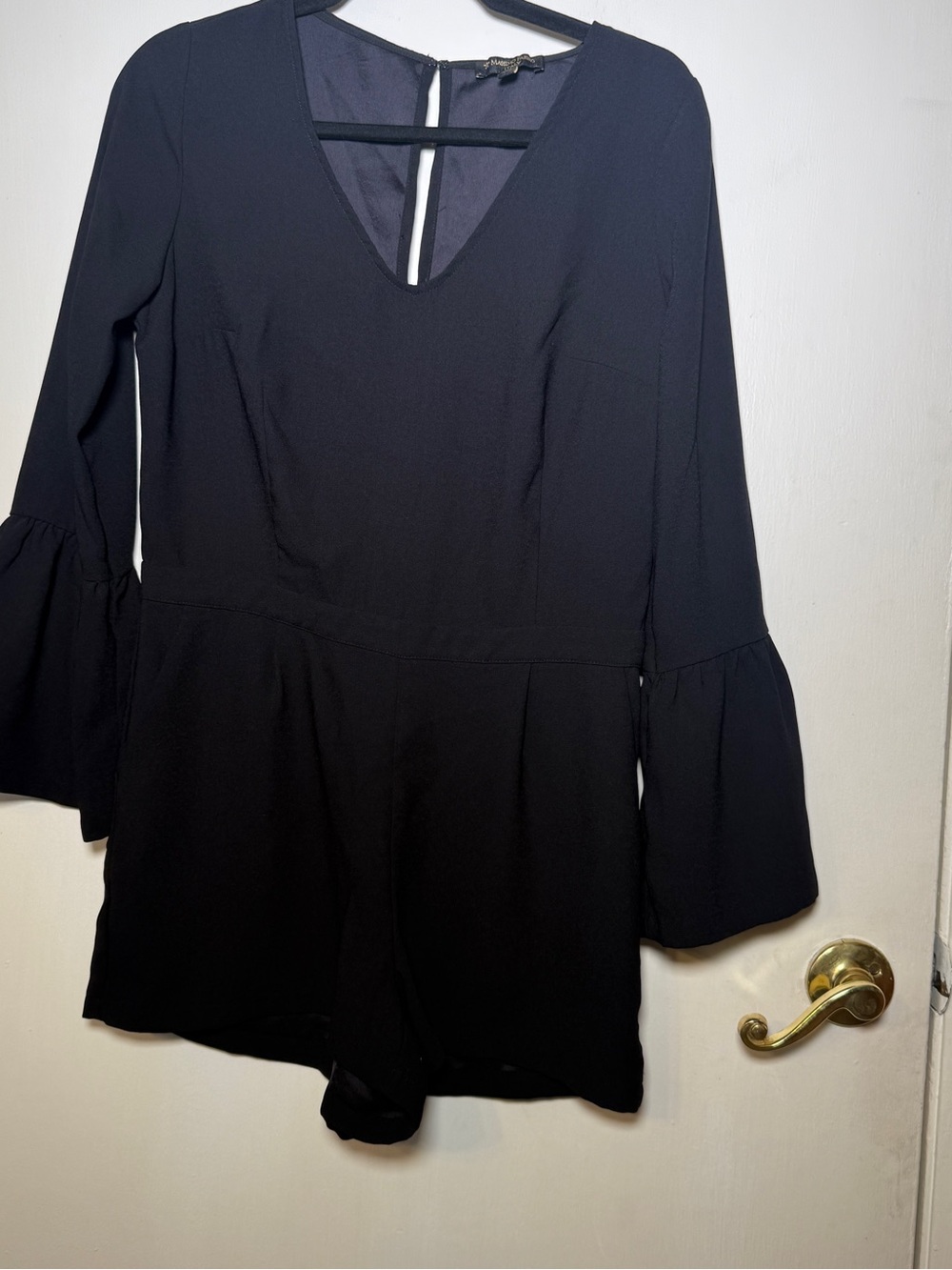 Massimo Fabro Black V-Neck Long Flared Sleeves Romper Size 6 Made in Italy